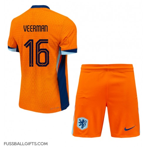 Niederlande Joey Veerman #16 Fußballbekleidung Heimtrikot Kinder EM 2024 Kurzarm (+ kurze hosen)